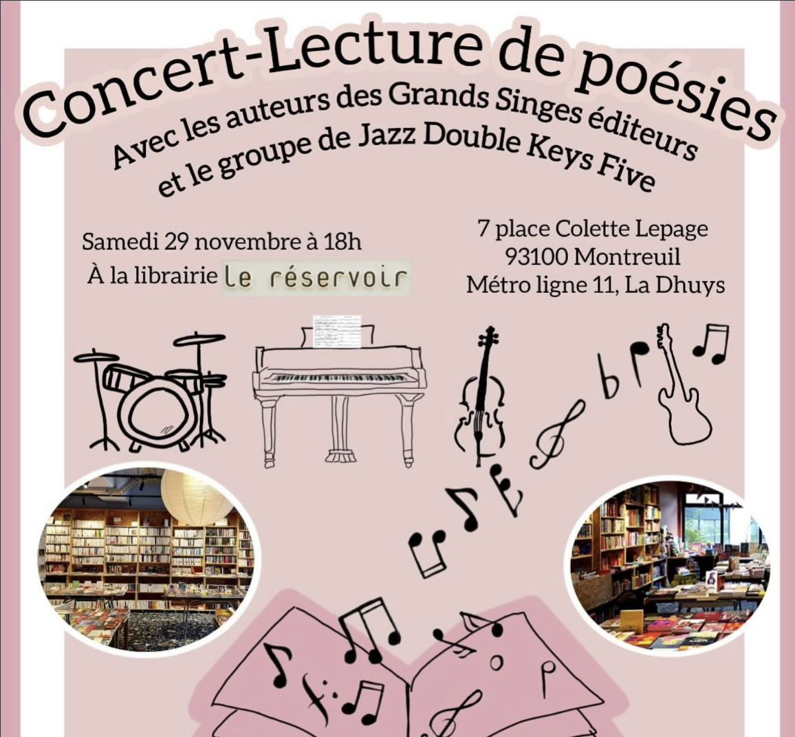 Lecture de poésie concert à la librairie le réservoir